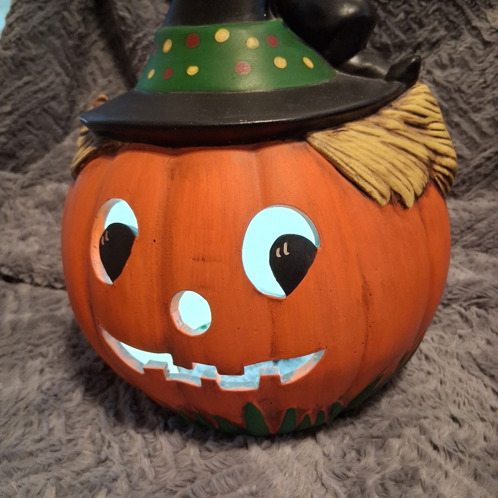 Vintage Ceramic Jack-o-lantern Hand Painted Pumkin Halloween